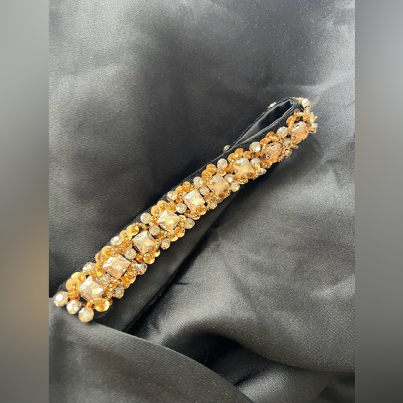 Self Portrait BLACK TAFFETA EMBELLISHED MINI DRESS - Picture 4 of 4